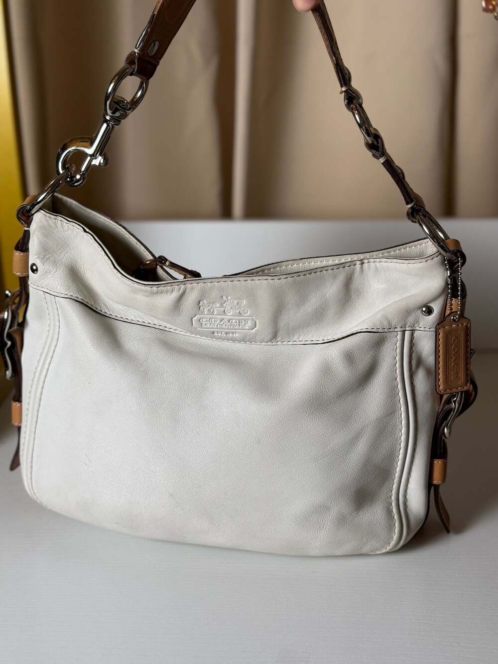 Coach Zoe Ivory and Beige Shoulder Bag Carryall